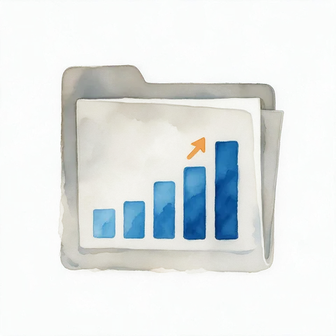 Illustration of a folder with a growth chart